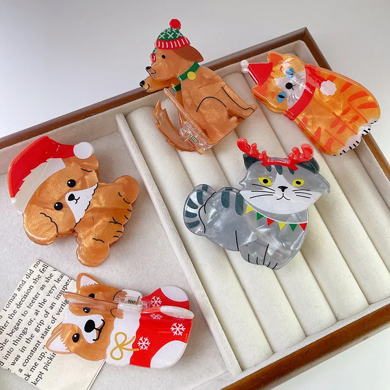 New Cartoon Christmas Animal Hair Clip Cute Christmas Day Hair Clip Shark Clip Hair Accessories personalized photo bookmark animal picture pendant feather shaped metal bookmarks for books memento birthday gift christmas gift