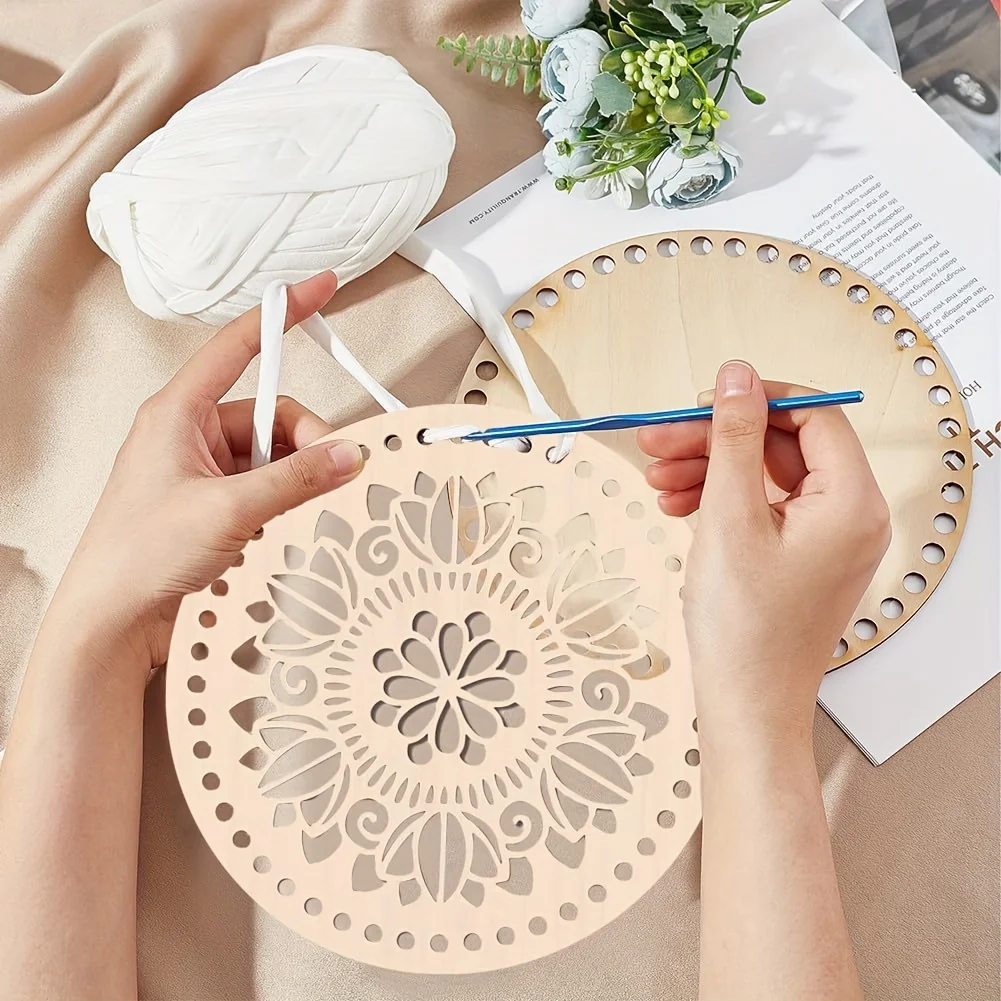 Wooden Crochet Basket Set 4