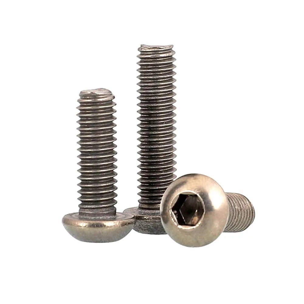 5Pcs M2 M2.5 M3 M4 M5 M6 TA2 Pure Titanium Gr2 Hexagon Hex Socket Button Round Head Allen Bolt Machine Screw ISO7380