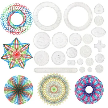 22Pcs Spirograph Drawing Toys Interlocking Gears Wheels Painting Child Creative Educational Learning Toy Drawing Accessories 1