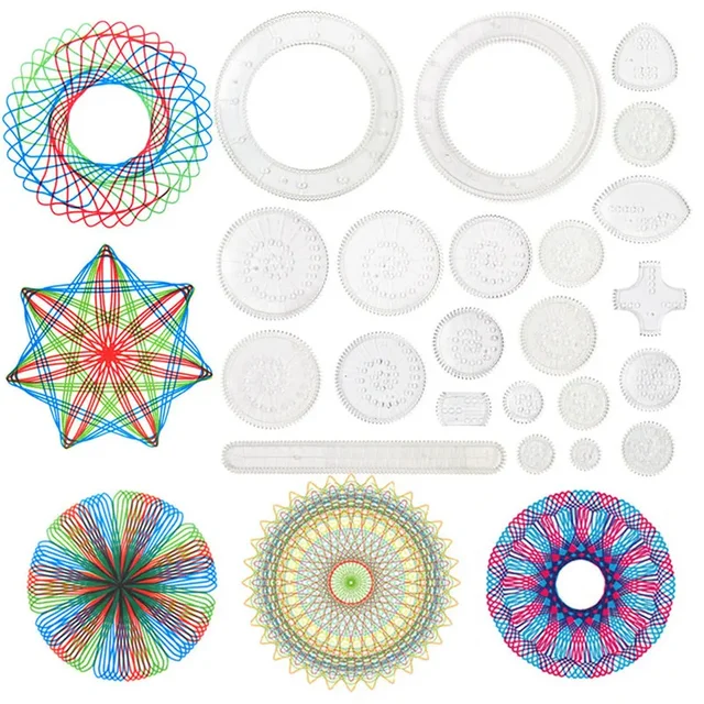 22Pcs Spirograph Drawing Toys Interlocking Gears Wheels Painting Child Creative Educational Learning Toy Drawing Accessories 1