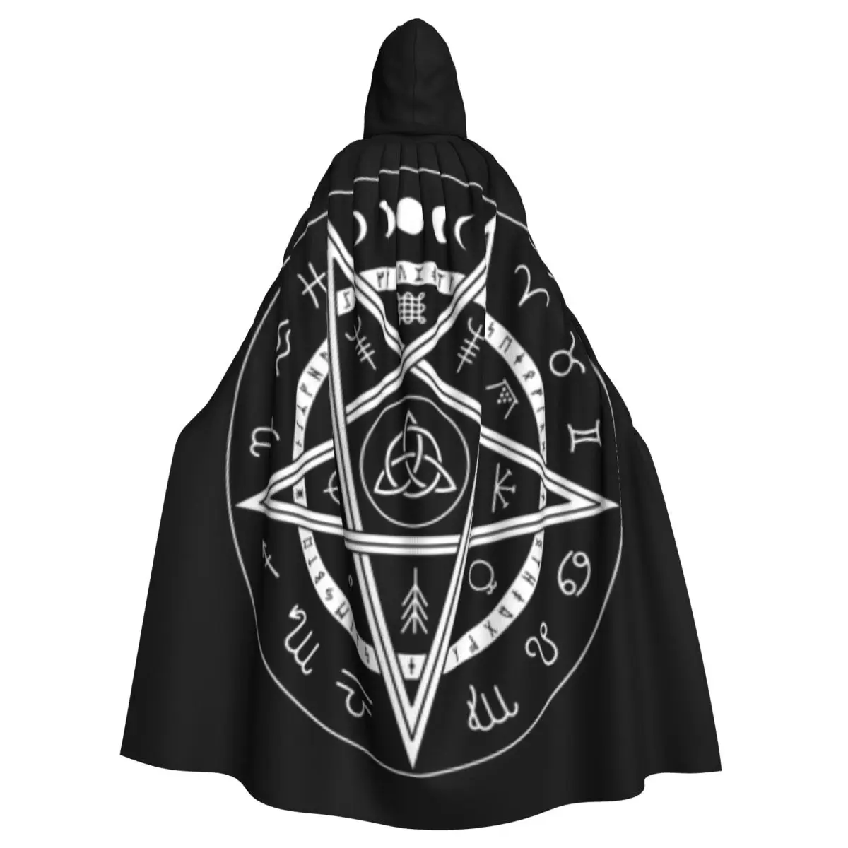 

Long Cape Cloak Magic Pentagram Occult Symbol Hooded Cloak Coat Autumn Hoodies