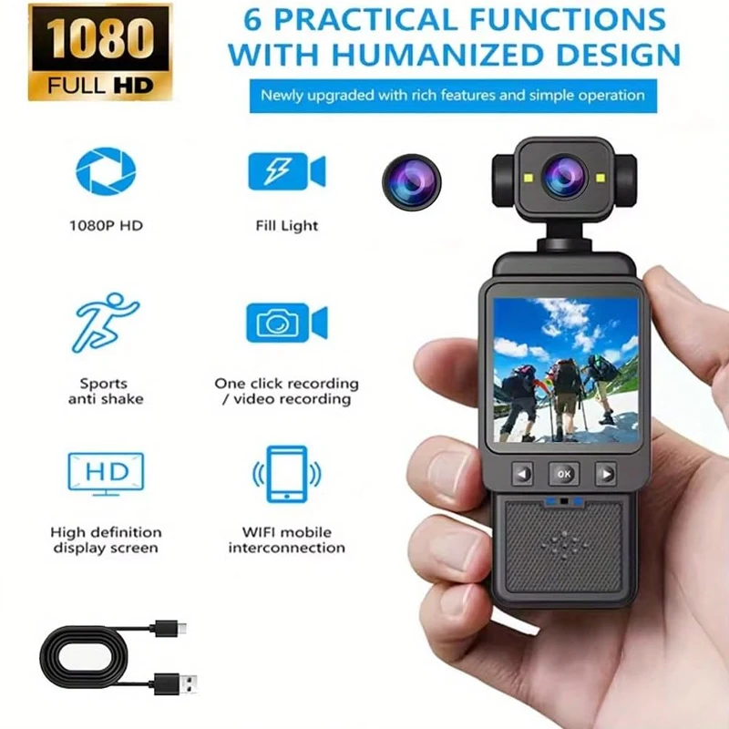 Caméra Action 1080P Objectif Rotatif 360° Ultra Légère - DV01