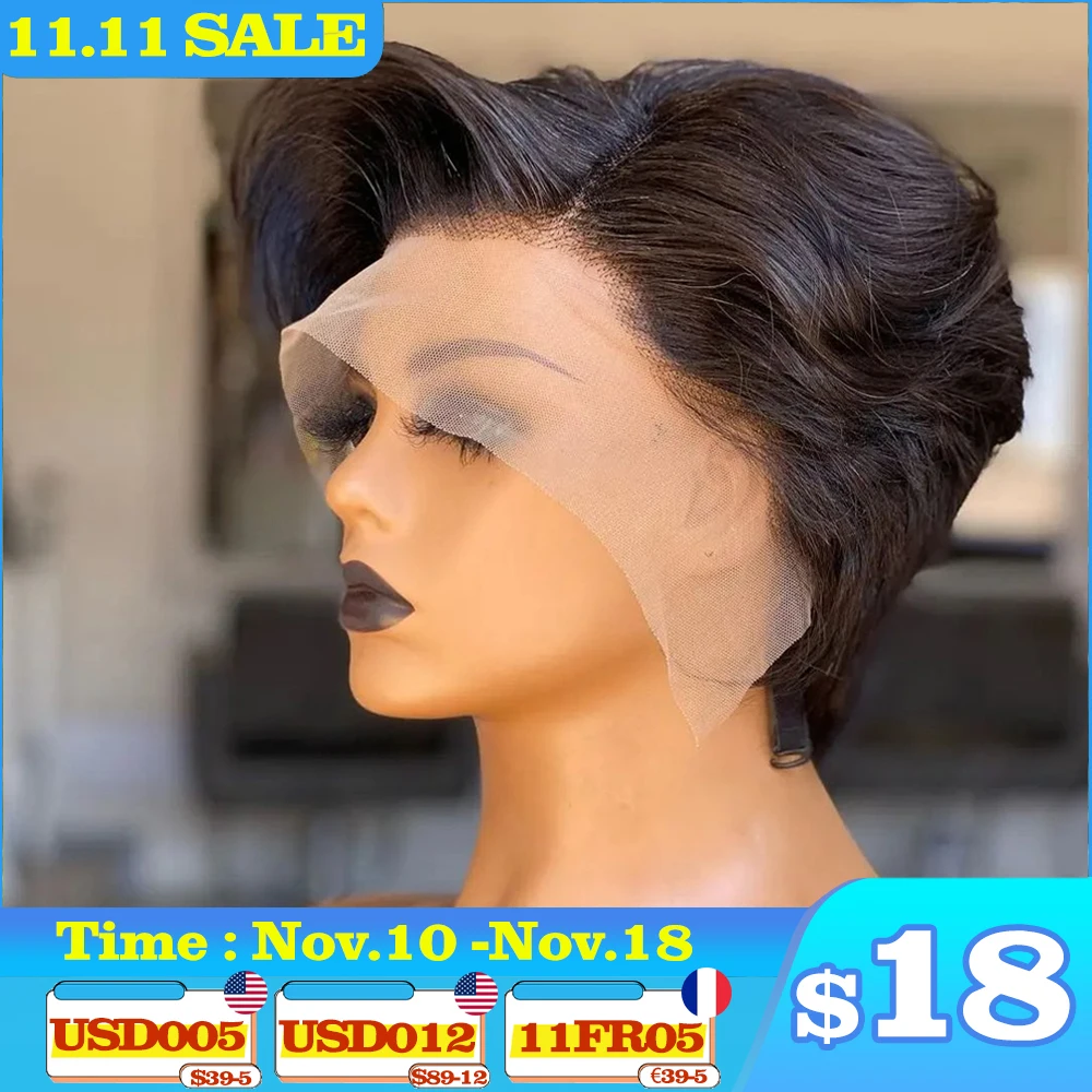 human hair wigs Straight Pixie Cut Wig Human Hair Wigs 13x4 Transparent Lace Short Bob Wig T Part Lace Brazilian Human Hair For Women