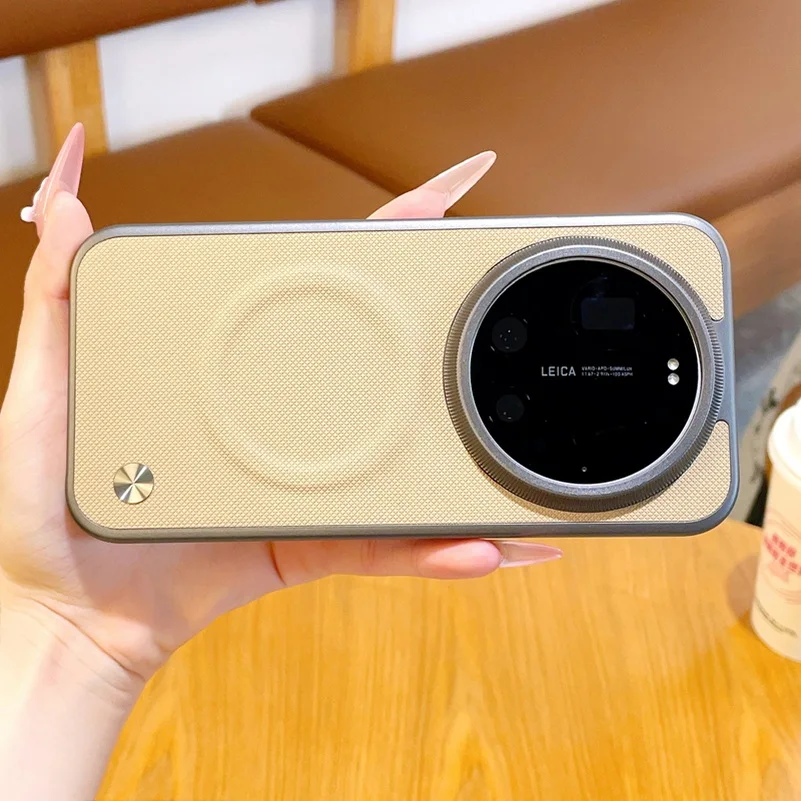 Luxury Textured Leather Case with Magnetic Ring Protective Cover