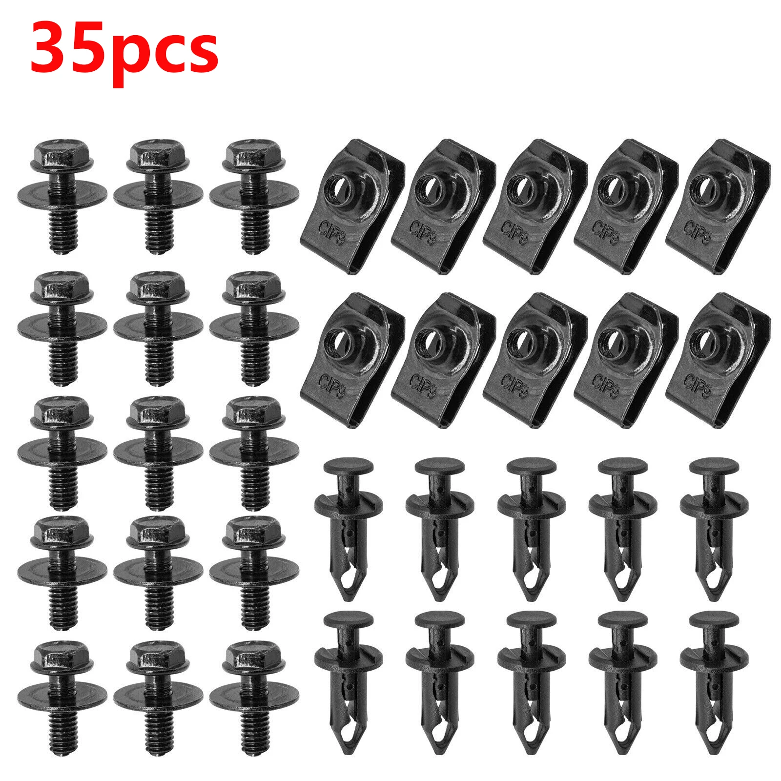 35pcs/Set Car Body Bolts & U Nut Clips Engine Under Cover Splash Shield