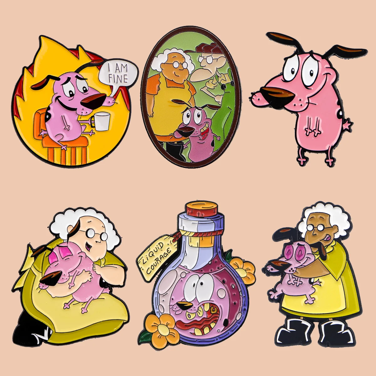 Mix 6 teile/satz Jocular Rosa Hund Emaille Pin Broschen für Anstecknadeln Abzeichen auf Rucksack Kleidung Zubehör Mode Schmuck Geschenke – Detail 3