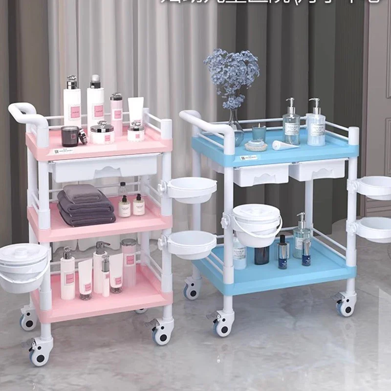 Professional Hairdressing Trolley Aesthetics Utility Storage Beauty Salon Trolley Wheel Carrello Attrezzi Salon Furniture MQ50TC