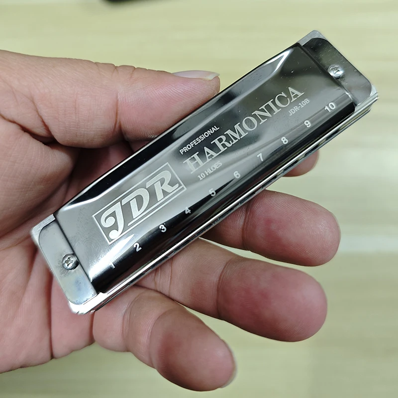 Professional 10 Hole Harmonica Metal Mouth Organ Case Diatonic Harp Tuning Musical Instrument Key 10 C Tone Blues Clues Gaita