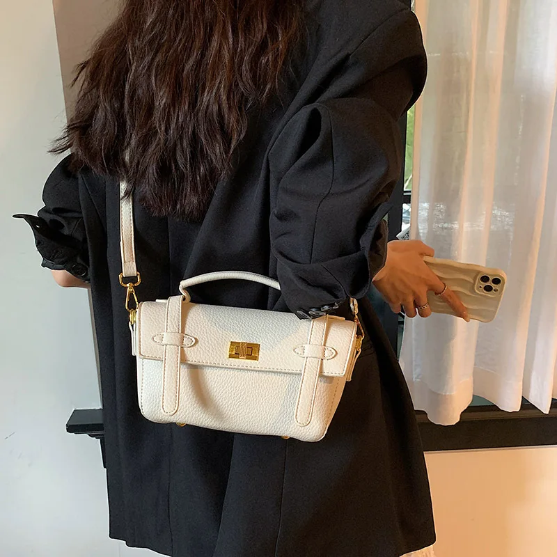 2023 New Handbag Trendy Design Small Mini Square Shoulder Bag for Women PU Leather Casual Crossbody Bag Mori Girl Preppy Style