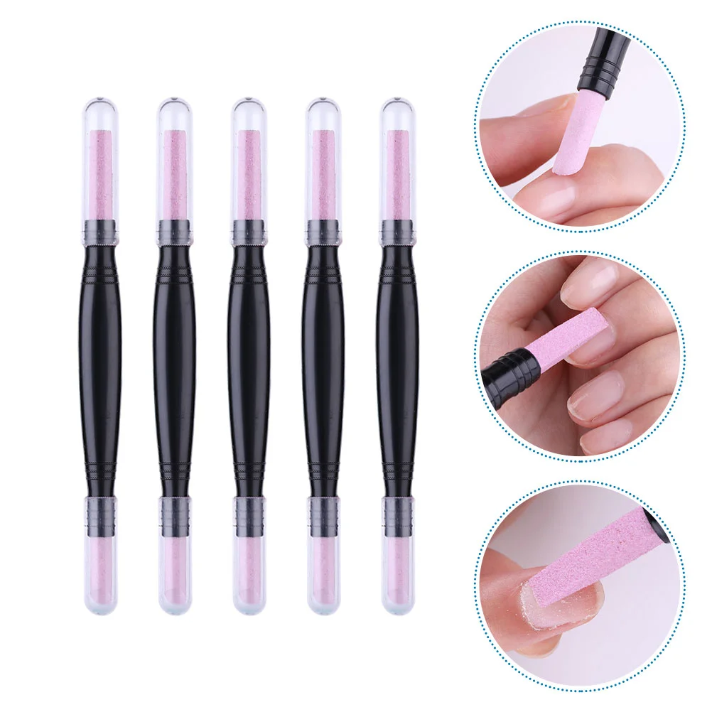 

5 Pcs Nail Quartz Pen Manicure Tool Trimmer File Exfoliating Tools for Buffer Pedicure Pp Plastic Polishing