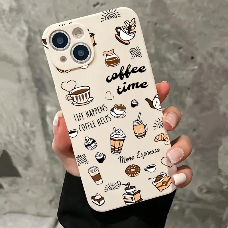 Croissant Coffee Pattern Phone Case Cover