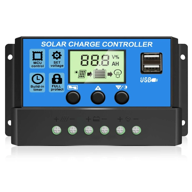 10A/20A/30A Solar Charge Controller Dual USB Panel Intelligent Regulator |