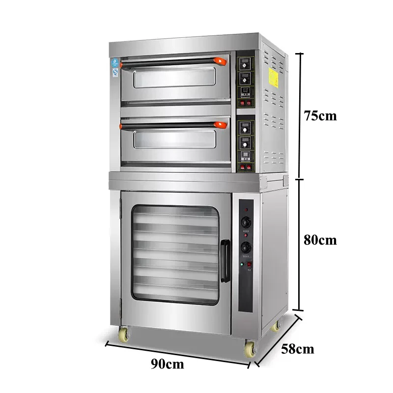 Electric Oven 2 Layers 2 Trays Commercial Combined Furnace 5 Plates Stainless Steel Pizza Bread Cake Fermentation Cabinet 2