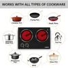 Burner, 1800W Ceramic Electric Hot Plate for Cooking, Dual Control Infrared Cooktop, Portable Countertop Burner, Glass P 2