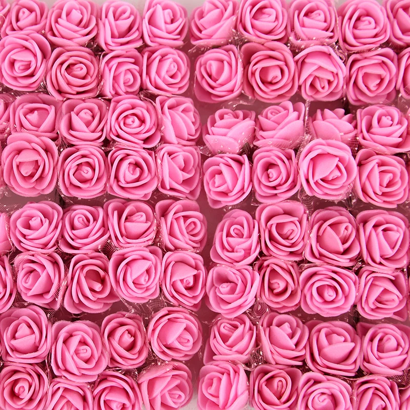 144pcs Mini Lace Foam Artificial Flower Multicolor Wedding Home Decor Pe Rose Bridal Bouquet Flower Diy Craft Wreath Gifts