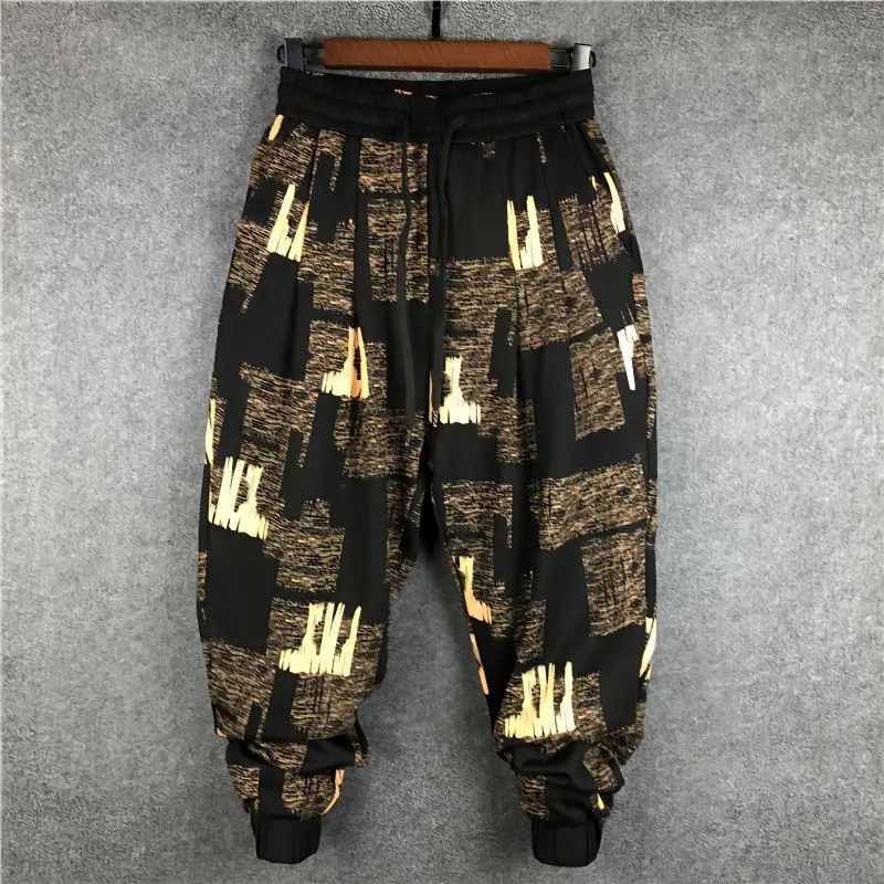

Casual Loose Baggy Fashion Elastic Waist Men Printing Pant 2023 Autumn and Winter New Streetwear Pants Large Size Male Trousers