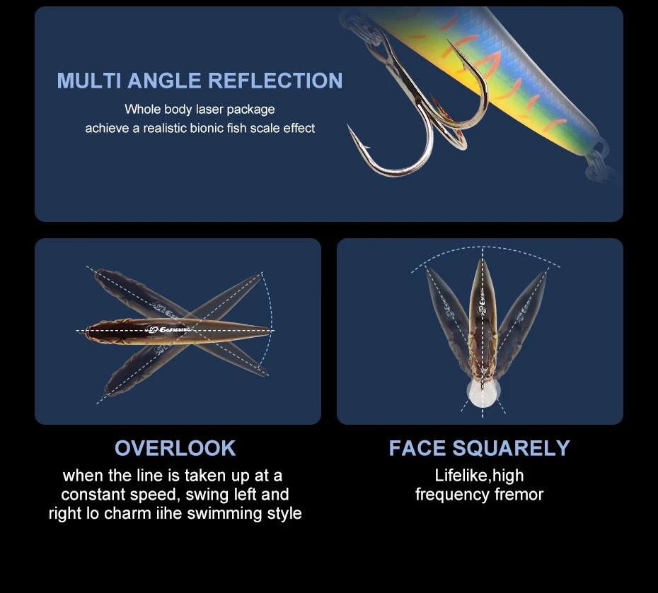 ESFISHING Wobbler Angelköder Jerkbait 11cm 15g 0-1,2m Professioneller Minnow Hardbait Peche Tackles Vibration – Detail 6