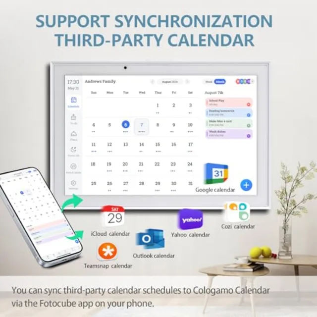 10.1 inch Smart Digital Calendar and Chore Chart, 1920 * 1080P Full HD Touchscreen Interactive Display, Desk Planner with Meal