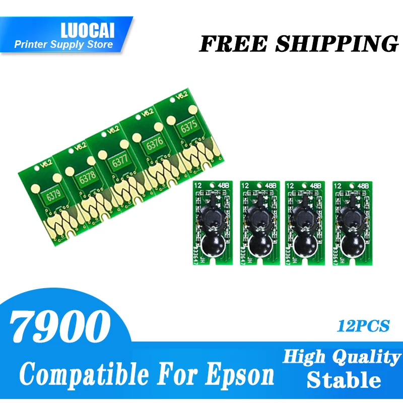 

NEW 12PCS Maintenance box Chip T6361-T6369 T636A T636B for Epson Stylus Pro 7910 9910 7908 9908 7900 9900 7890 Printers