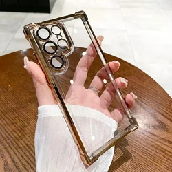 Premium Transparent Shockproof Phone Case with Luxury Plating Finish - S23 (Gold)