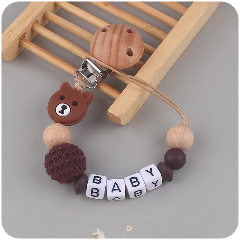 Baby Silicone Pacifier Clip Bear Teething Soother Chain For BPA Free Nursing Chew Toy Baby Dummy Holder Chain