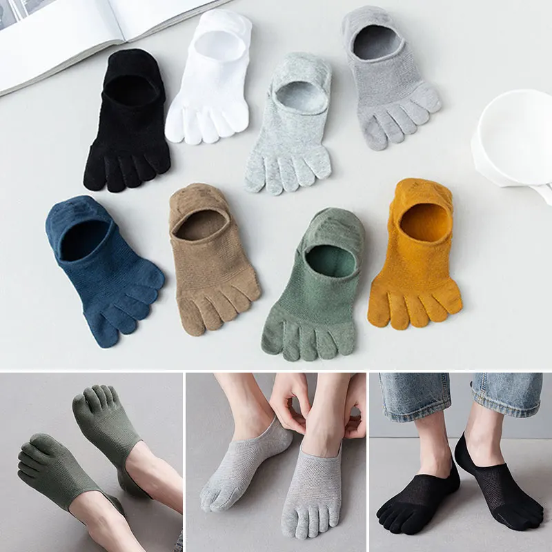 

New Man Slipper Toe Socks Mesh Hollow No Show Ankle Short Socks Sports Sweat-Absorbing Cotton Breathable Five Finger Boat Sock