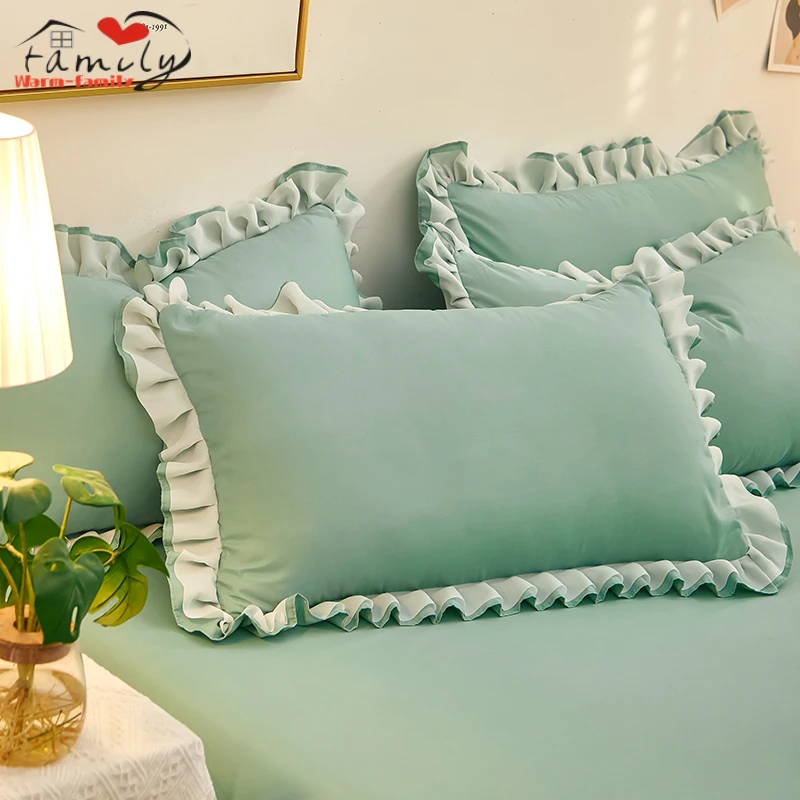 

1 Piece Fairy Tales Korean Style Soft Washed Pillow Case Ruffle Lace Design Super Cute Pillowcase 48x74cm Pillow Cover Room