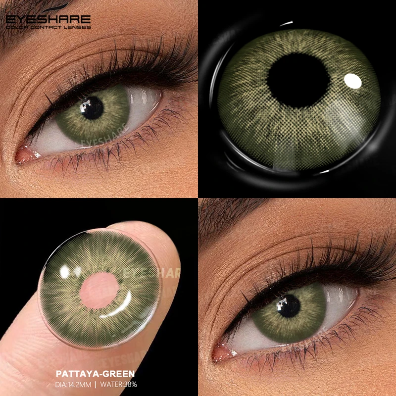 EYESHARE Farbkontaktlinsen für Augen, natürliches Grau, Schönheit, Schüler, Augenlinsen, braune Kontakte, 2 Stück, 1 Jahr, modisch, grün, Pupillentes – Detail 21