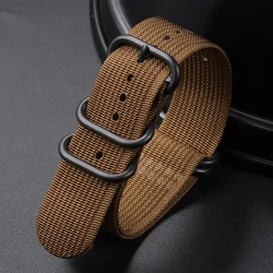 Premium Nylon Braided Sport Watch Band - Universal Replacement Wrist Strap with 5 - Ring Buckle - 22mm (Brown)