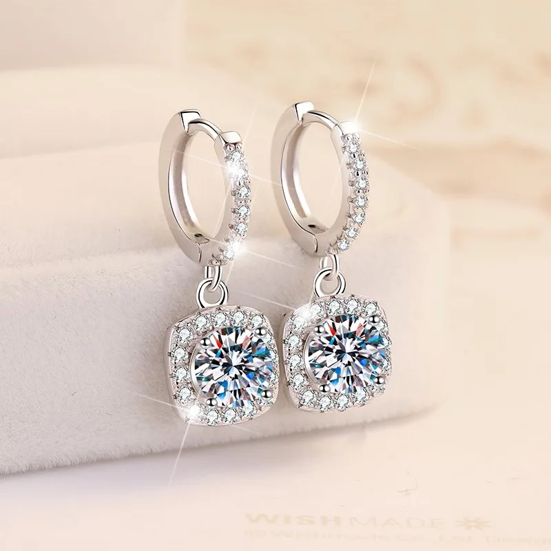 

Серебряные серьги Mosonite 925 пробы, женские серьги, квадратные серьги принцессы в сумке, браслет, роскошные свадебные украшения