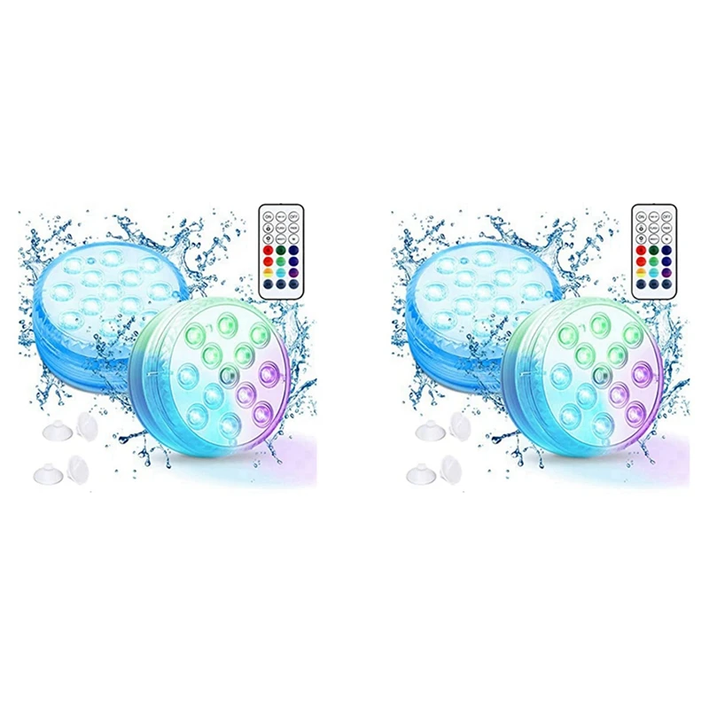 

Подводные фонари для бассейна, подводные фонари с радиочастотным дистанционным управлением, 13 светодиодный, с магнитными присосками, 4 упаковки