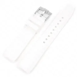 Curved End Silicone Strap for Sport Diving Watches - TPU Rubber Bracelet 20mm (White)