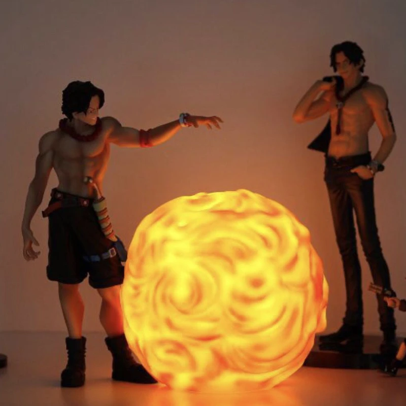 

One Piece 3D Creative Small Night Lamp Student Children Ace Fireball Light Anime Peripheral Table Decorative Ornaments Gift