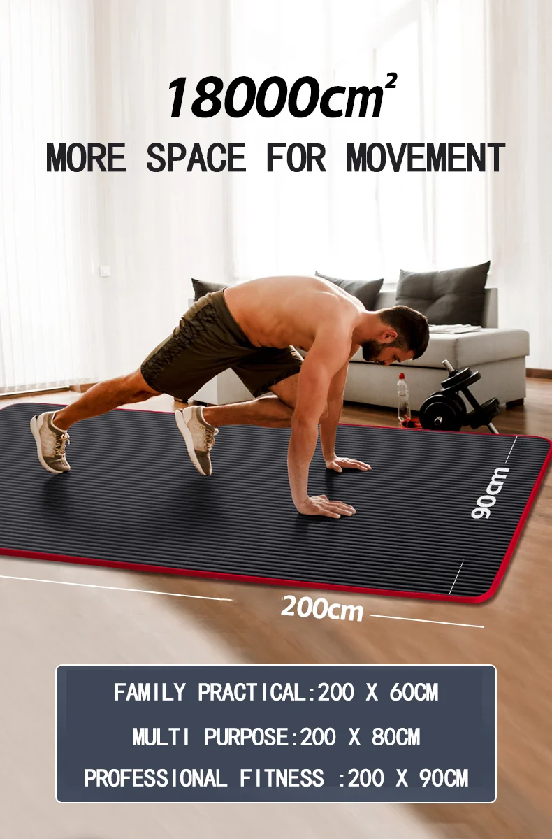180*60 CM Thick Edging Non-slip Yoga Mat | Extra Long Pilates Mat Suitable For Meditation Yoga Fitness