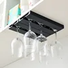 Wine Rack Glass Holder home Kitchen Under Cabinet storage rack Free punching Stemware Glass Cup Upside Down holders for glasses 3