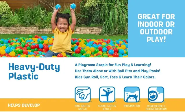 Plastic Play Balls 250ct | for Indoor Play, Ball Pit, Bouncers, Multicolor