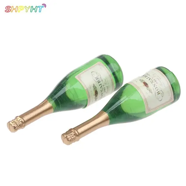 2pcs Dollhouse Miniature Vitreous Champagne Bottles Glass Liquor Bottles Mini Wine Drink For Barbies Blyth Dolls Kitchen Toy 5
