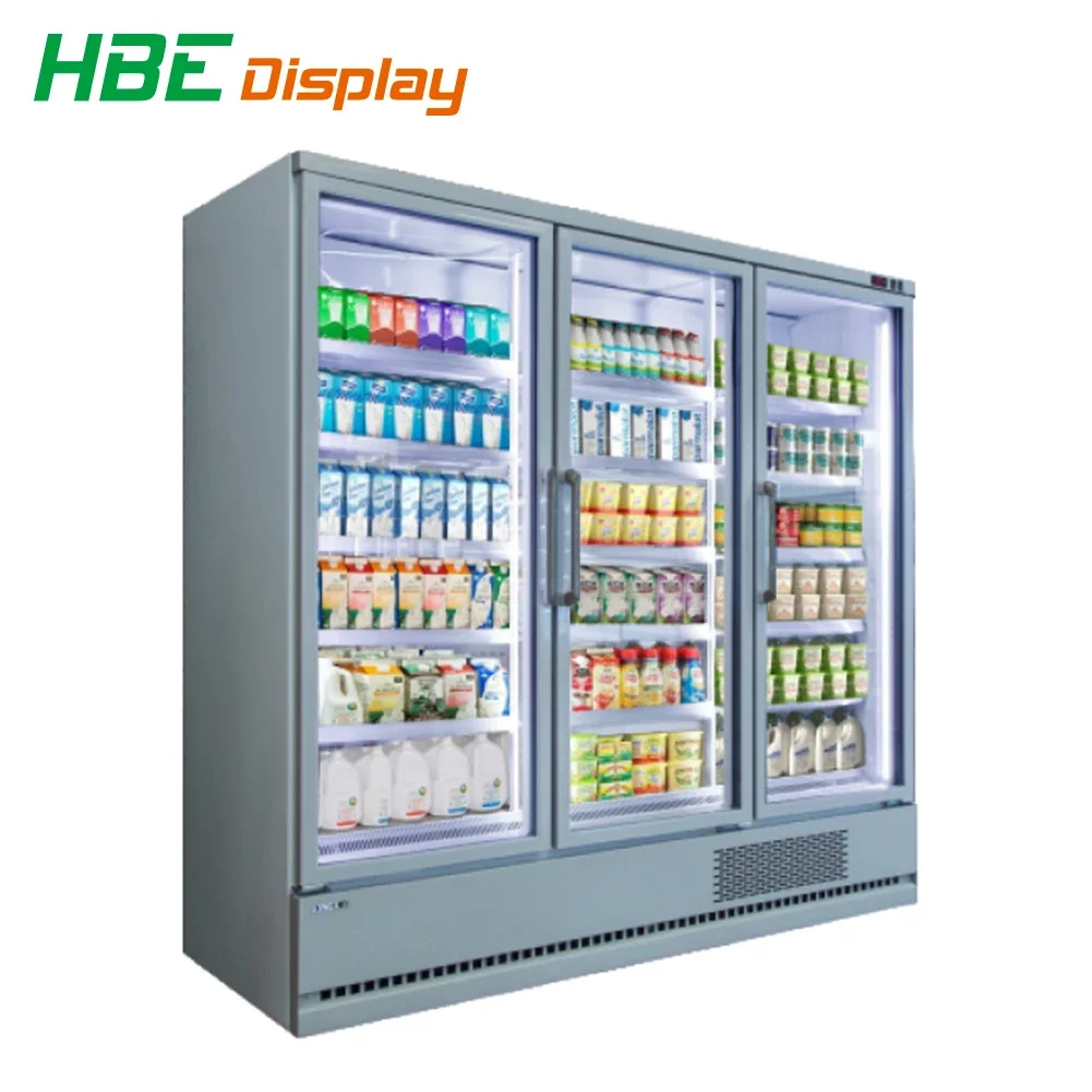 Commercial Grocery Convenience Store Supermarket Upright Display Showcase Glass Door Chiller Freezer Refrigerator