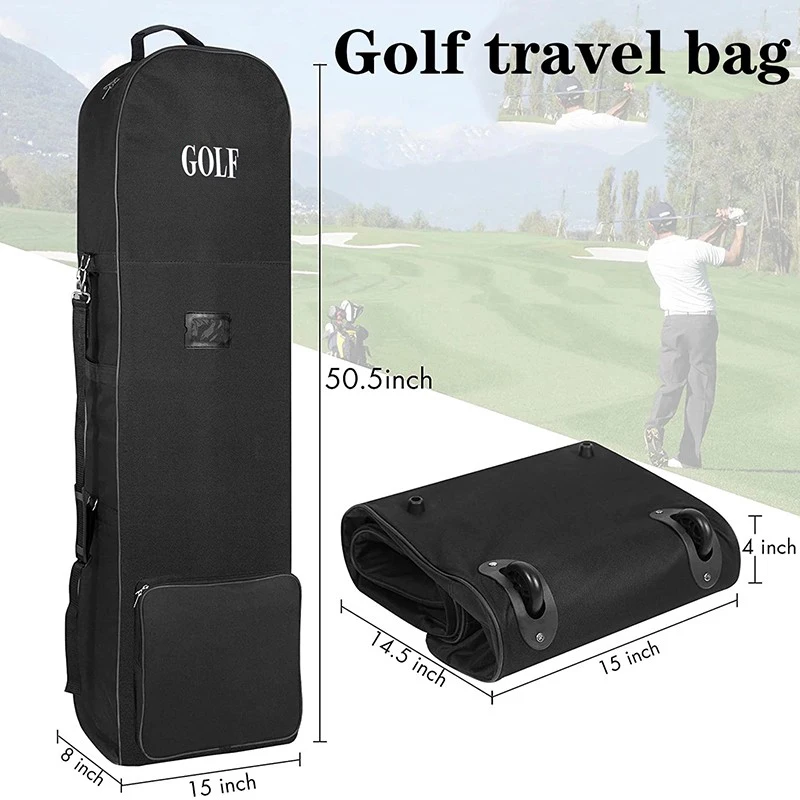 Description Picture 2 of itemLarge Capacity Soft Golf Travel Bag Practical 600D Foldable Pulley Bag Golf Club Bags Storage Pouch