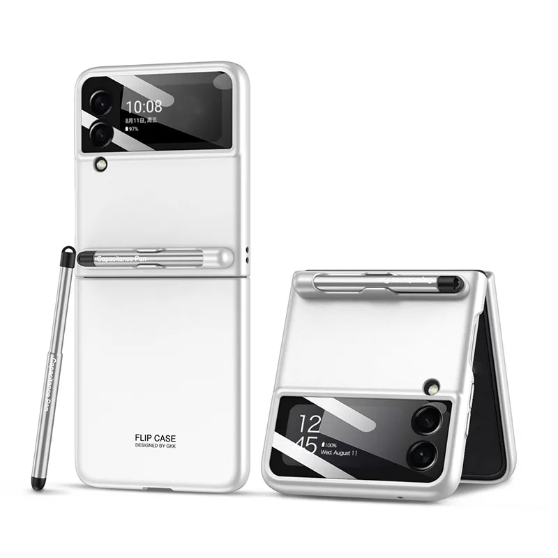 samsung z flip3 case Case With Capacitance Pen for Samsung Galaxy Z Flip 3 Flip3 5G 2022 Case with Pen Slot Camera Lens Glass Full Protection Fundas case for samsung z flip 3