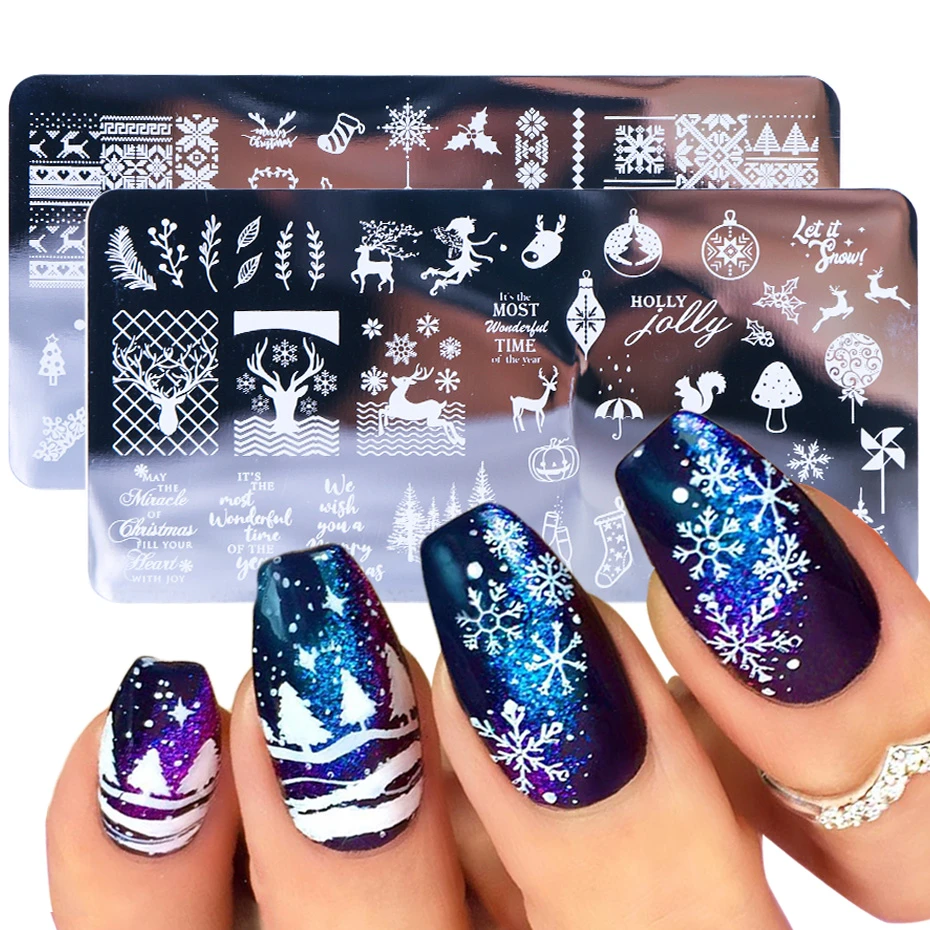 Christmas Nail Art Stamping Plates Snow Penguin Winter Snowflakes Designs  Nail Stamp Polish Printing Stencil Templates Trxy01-08 - Nail Templates -  AliExpress