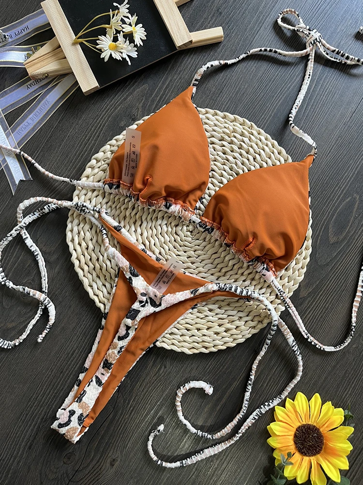 Women Swimwear Bikini Set Striped Beachwear Summer Swimsuit Two-pieces Thong