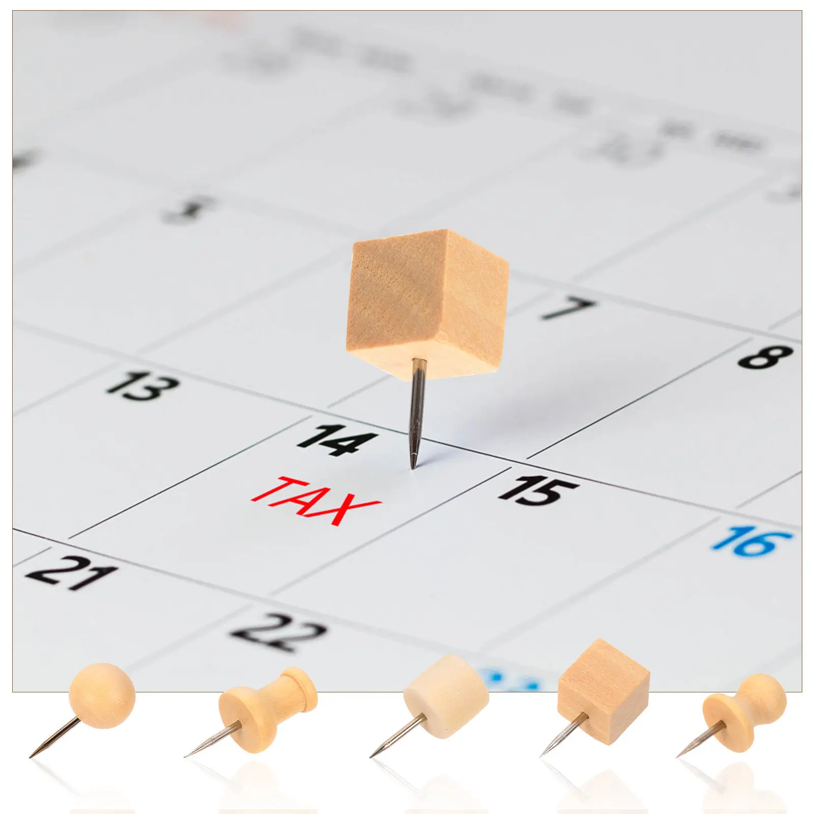 2 상자 나무 푸시핀 게시판용 천연 나무 엄지핀 지도 장 푸시핀 다기능 사무실 가정용