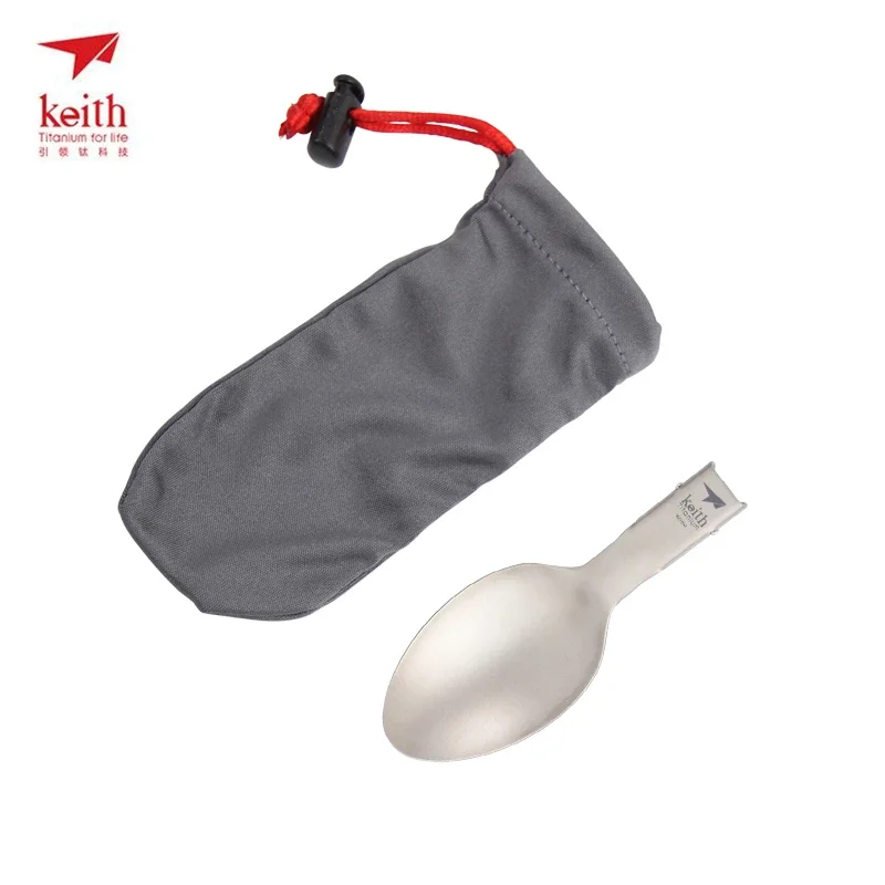 Keith Dinner Spoons Ultralight Foldable Handle Titanium Cutlery, camping cutlery,portable tableware,portable cutlery,titanium tableware