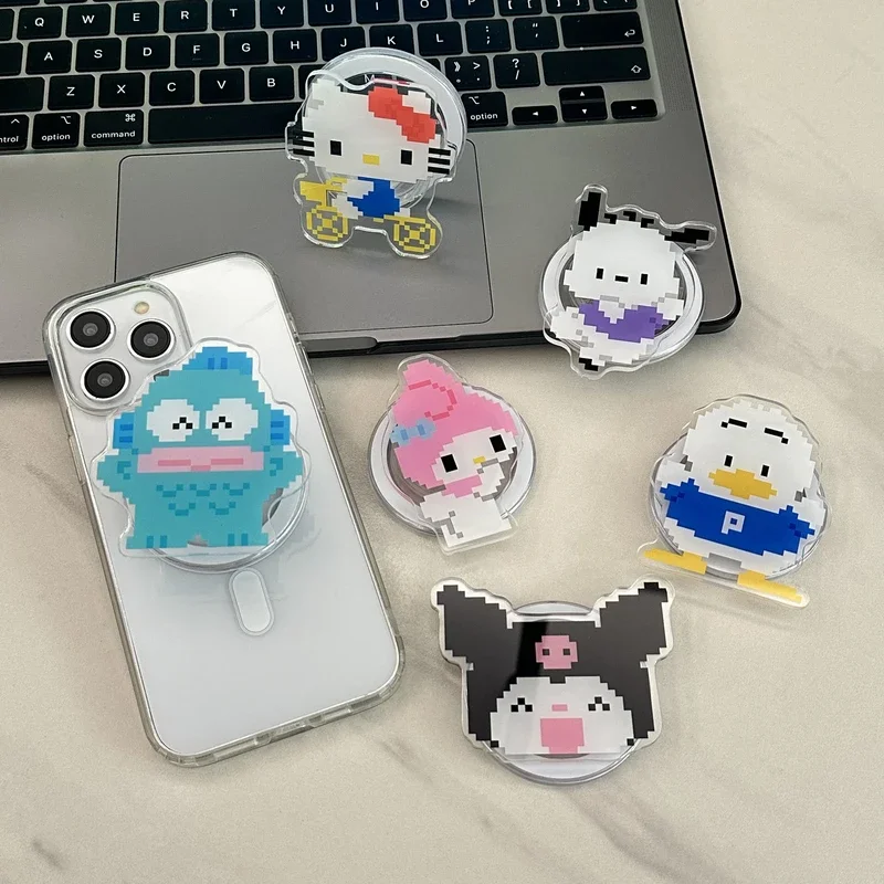 Sanrio Hello Kitty Kuromi Pochacco 멜로디 Magsafe 마그네틱 폰 그립 Tok 스탠드 iPhone 접이식 무선 충전 홀더
