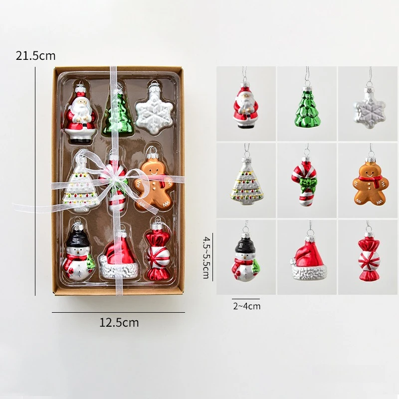 Christmas Set Glass Gingerbread Man Christmas Tree Ornaments Christmas Window Display Living Room Decorations Christmas Gifts