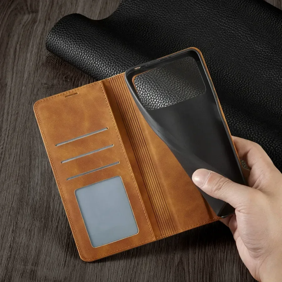 UltraSlim Magnetic Leather Flip Wallet Case with Card Holder