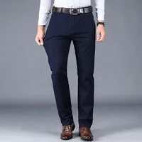 Pantalon décontracté 2024 coton pour hommes, classique, droit, ample, taille haute, élastique, vêtements de marque, nouvelle collection 98% 4