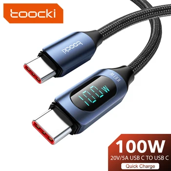 Toocki Type C to Type C 케이블 100W PD 고속 충전 충전기 USB C to USB C 데이터 와이어 코드, 샤오미 포코 f3 Realme Macbook iPad, C형-C형 케이블 100W, PD 급속 충전 충전기 , USB C-USB C 데이터 케이블 와이어,